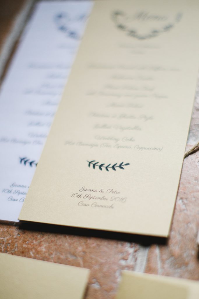 Recycled Paper Menu - Sustainable Wedding in Italy - Italian Wedding Designer