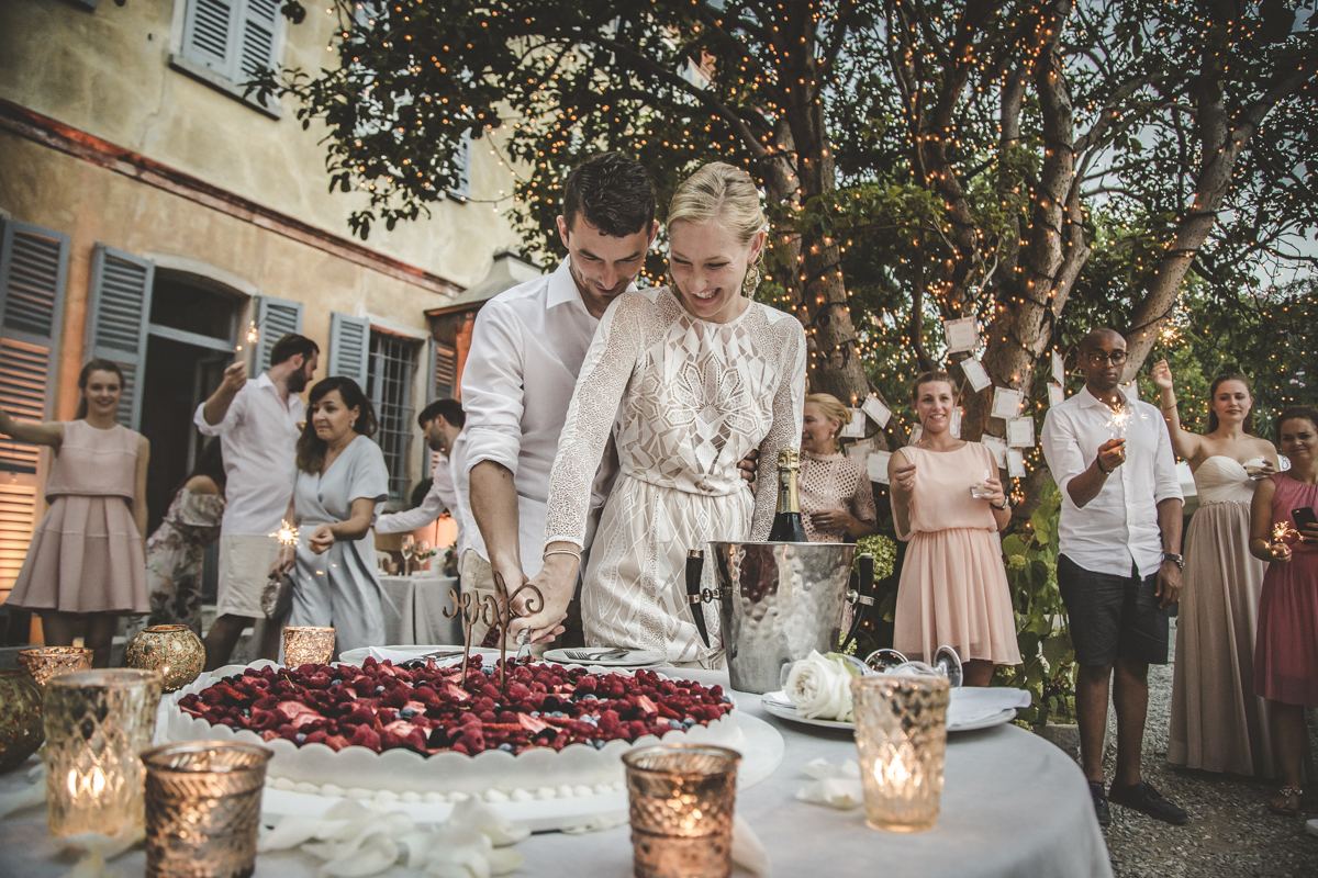 Cutting of the Cake Bride & Groom Italian Wedding Designer