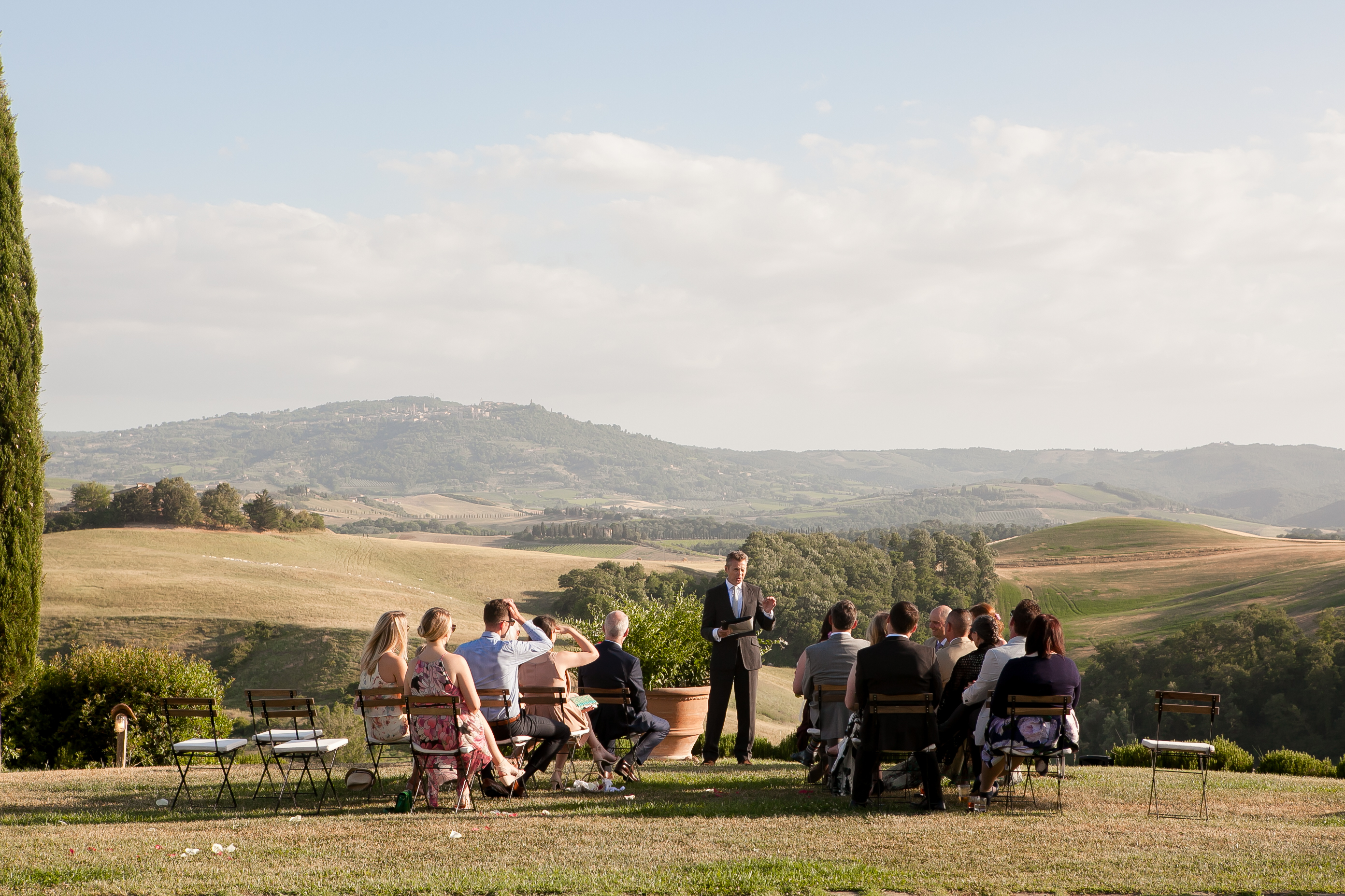 Outdoor ceremony, countryside wedding in Tuscany