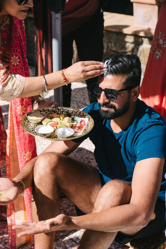 Groom to be during Haldi Ceremony - Indian Wedding in Tuscany - Italian Wedding Designer