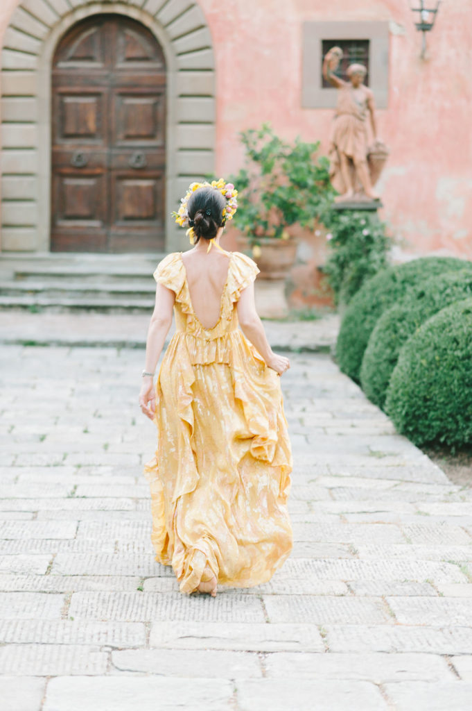 Welcome dinner Bride to be dress- Wedding at Villa Vignamaggio - Italian Wedding Designer