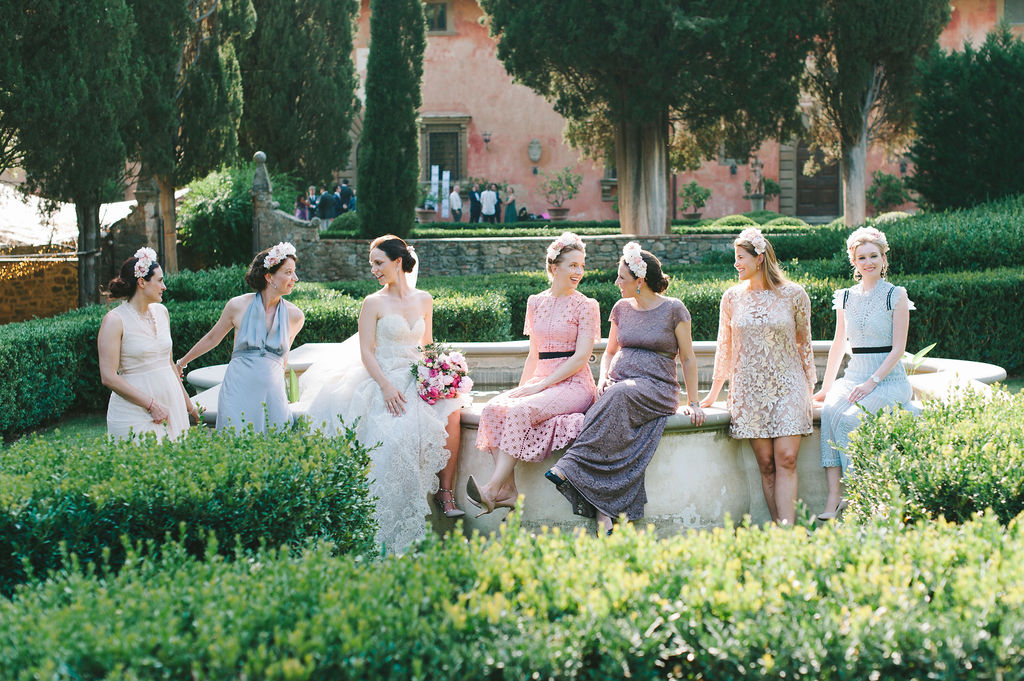 Bride & Bridesmaids portrait- Wedding at Villa Vignamaggio - Italian Wedding Designer