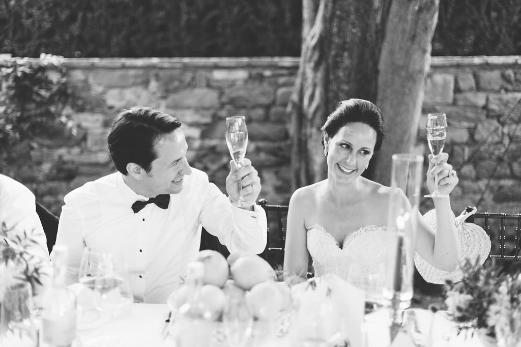 Newlyweds toast- Wedding at Villa Vignamaggio - Italian Wedding Designer