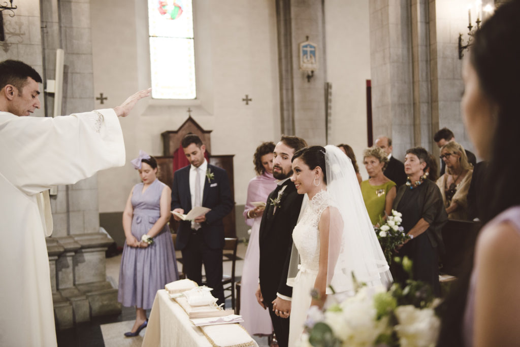 Bride and Groom at the Altar- Wedding at Castello di Meleto - Italian Wedding Designer
