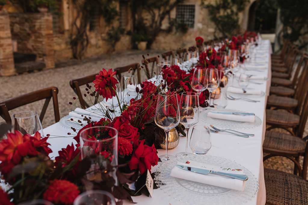 Wedding red Flowers - 3 days event at Villa Catignano - Italian Wedding Designer