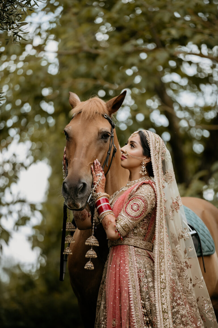 Indian Bride with Barat Horse - Hindu Wedding in Tuscany - Italian Wedding Designer